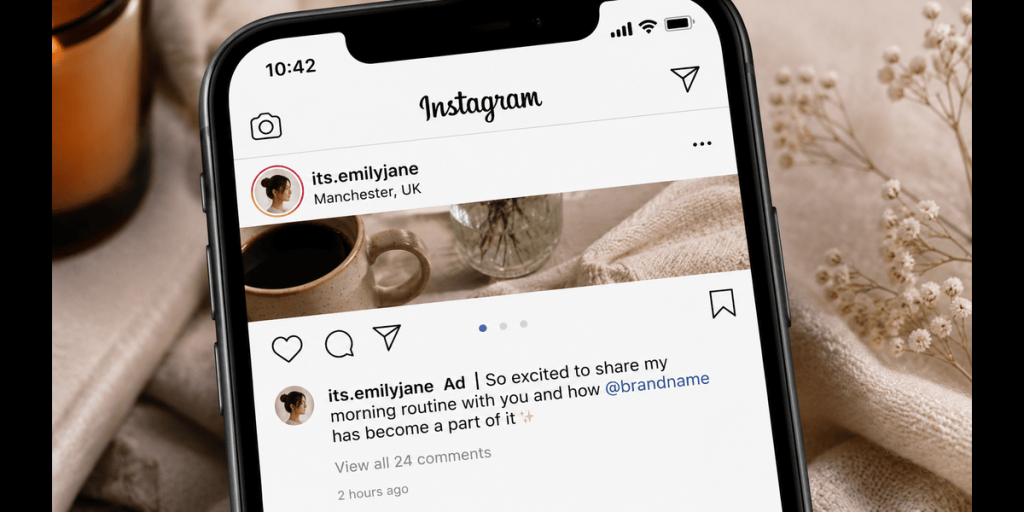 Correct ad disclosure label on an Instagram post
