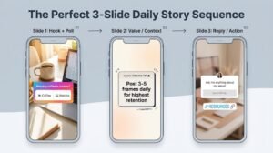 3-slide Instagram Story sequence template to increase Story views fast