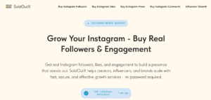SoldOutX social media growth tool dashboard for small brands