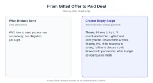 Email script to convert gifted product offers into paid brand sponsorships