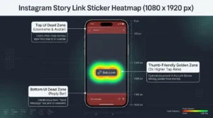 Instagram Story link sticker placement heatmap for higher CTR